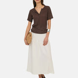 Yerse – 44861-1 – Falda midi blanca de cáñamo - Mujer