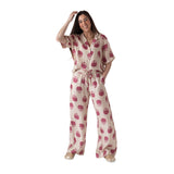 Yerse – 44869-179 – Pantalones estampado con bolsillos y cordón con efecto arrugado - Mujer