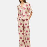 Yerse – 44869-179 – Pantalones estampado con bolsillos y cordón con efecto arrugado - Mujer