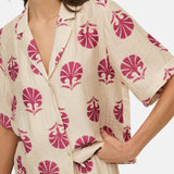 Yerse – 44870-179 – Camisa estampada de manga corta de tejido con efecto arrugado - Mujer