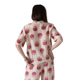 Yerse – 44870-179 – Camisa estampada de manga corta de tejido con efecto arrugado - Mujer
