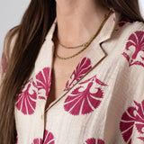 Yerse – 44870-179 – Camisa estampada de manga corta de tejido con efecto arrugado - Mujer