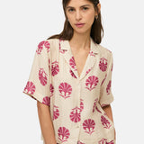 Yerse – 44870-179 – Camisa estampada de manga corta de tejido con efecto arrugado - Mujer