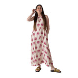 Yerse - 44871-179 – Vestido largo crudo estampado de efecto arrugado con cuello halter - Mujer
