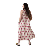 Yerse - 44871-179 – Vestido largo crudo estampado de efecto arrugado con cuello halter - Mujer