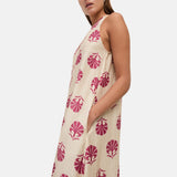 Yerse - 44871-179 – Vestido largo crudo estampado de efecto arrugado con cuello halter - Mujer