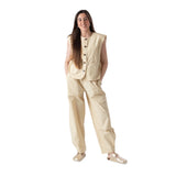 Yerse - 44874-3 – Pantalones beige con cintura elástica 100% algodón - Mujer