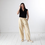 Yerse - 44874-3 – Pantalones beige con cintura elástica 100% algodón - Mujer