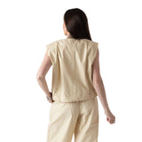 Yerse - 44876-3 – Chaleco beige de popelín 100% algodón con forro - Mujer