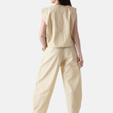 Yerse - 44876-3 – Chaleco beige de popelín 100% algodón con forro - Mujer