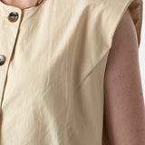 Yerse - 44876-3 – Chaleco beige de popelín 100% algodón con forro - Mujer