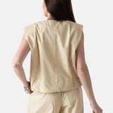 Yerse - 44876-3 – Chaleco beige de popelín 100% algodón con forro - Mujer