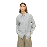 Yerse – 44886-202 – Camisa oversize de rayas con cuello camisero 100% algodón orgánico - Mujer
