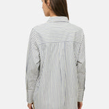 Yerse – 44886-202 – Camisa oversize de rayas con cuello camisero 100% algodón orgánico - Mujer