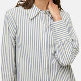 Yerse – 44886-202 – Camisa oversize de rayas con cuello camisero 100% algodón orgánico - Mujer