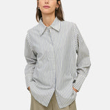 Yerse – 44886-202 – Camisa oversize de rayas con cuello camisero 100% algodón orgánico - Mujer
