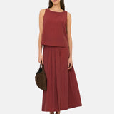 Yerse – 44889-63 – Falda midi de doble capa color terracota - Mujer