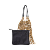 Yerse – 44929-3 – Bolso de cuentas de madera con asa de piel y forro de algodón