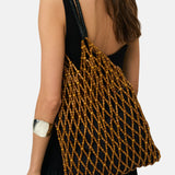 Yerse – 44929-3 – Bolso de cuentas de madera con asa de piel y forro de algodón