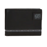 Pepe Jeans - Tape 450072818020 - Cartera negra horizontal de piel con protección de tarjetas (12,5x9,5x1 cm.)