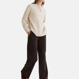 Yerse - 45410-13 - Pantalones anchos marrones con bolsillos - Mujer