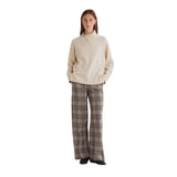 Yerse - 45422-403 - Pantalones anchos de tiro medio con estampado de cuadros - Mujer