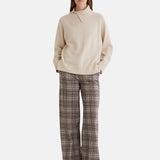 Yerse - 45422-403 - Pantalones anchos de tiro medio con estampado de cuadros - Mujer