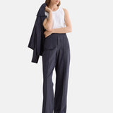 Yerse - 45445-56 - Pantalones anchos azul índigo de punto con efecto vaquero con bolsillos frontales - Mujer