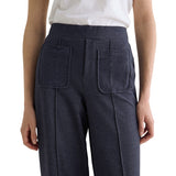 Yerse - 45445-56 - Pantalones anchos azul índigo de punto con efecto vaquero con bolsillos frontales - Mujer