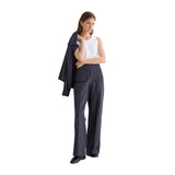 Yerse - 45445-56 - Pantalones anchos azul índigo de punto con efecto vaquero con bolsillos frontales - Mujer