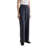 Yerse - 45445-56 - Pantalones anchos azul índigo de punto con efecto vaquero con bolsillos frontales - Mujer