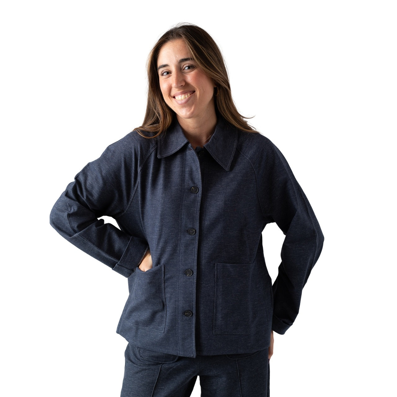 Chaqueta azul índigo botones algodón mujer Yerse | Konestilochic