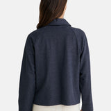 Yerse - 45448-56 - Chaqueta azul índigo con cierre de botones y bolsillos parche - Mujer