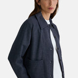 Yerse - 45448-56 - Chaqueta azul índigo con cierre de botones y bolsillos parche - Mujer