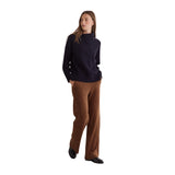 Yerse - 45455-9 - Pantalones anchos camel de punto de pana y tiro alto con bolsillos - Mujer