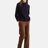 Yerse - 45455-9 - Pantalones anchos camel de punto de pana y tiro alto con bolsillos - Mujer