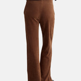 Yerse - 45455-9 - Pantalones anchos camel de punto de pana y tiro alto con bolsillos - Mujer