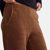 Yerse - 45455-9 - Pantalones anchos camel de punto de pana y tiro alto con bolsillos - Mujer