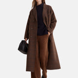 Yerse - 45455-9 - Pantalones anchos camel de punto de pana y tiro alto con bolsillos - Mujer