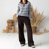 Yerse - 45471-13 - Pantalones anchos marrones con bolsillos laterales - Mujer