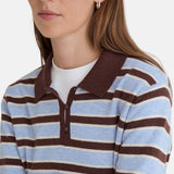 Yerse - 45512-252 - Jersey de lana y cashmere con cuello polo y estampado de rayas anchas - Mujer