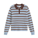 Yerse - 45512-252 - Jersey de lana y cashmere con cuello polo y estampado de rayas anchas - Mujer