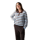 Yerse - 45512-252 - Jersey de lana y cashmere con cuello polo y estampado de rayas anchas - Mujer