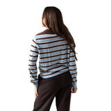 Yerse - 45512-252 - Jersey de lana y cashmere con cuello polo y estampado de rayas anchas - Mujer