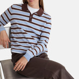 Yerse - 45512-252 - Jersey de lana y cashmere con cuello polo y estampado de rayas anchas - Mujer