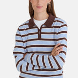 Yerse - 45512-252 - Jersey de lana y cashmere con cuello polo y estampado de rayas anchas - Mujer