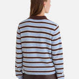 Yerse - 45512-252 - Jersey de lana y cashmere con cuello polo y estampado de rayas anchas - Mujer