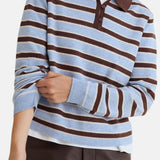 Yerse - 45512-252 - Jersey de lana y cashmere con cuello polo y estampado de rayas anchas - Mujer