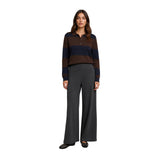Yerse - 45512-255 - Jersey de lana y cashmere con cuello polo y estampado de rayas anchas - Mujer