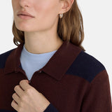 Yerse - 45512-255 - Jersey de lana y cashmere con cuello polo y estampado de rayas anchas - Mujer